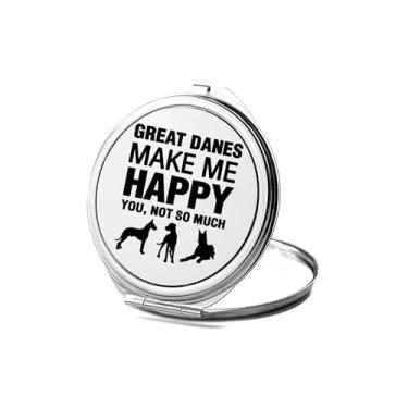 Imagem de Espelho compacto Great Danes, presente de Great Danes, espelho fotográfico Make Me Happy, espelho de maquiagem de viagem, espelho pequeno de mão, espelho de bolso portátil, ideia de aniversário (1,