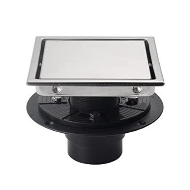 Imagem de SISEHO Ralo de Piso de Chuveiro Invisível Quadrado de 6", Níquel Escovado, Flange de Ralo de Piso de Banheiro Removível, Insira Ladrilhos para Filtragem Na Tampa Da Placa Da Grade, (, Níquel Escovado)