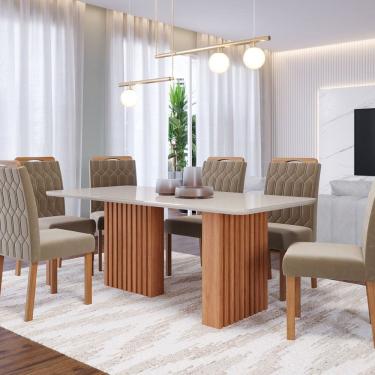 Imagem de Sala de Jantar Ester 180 Cm com 6 Cadeiras Paola Cinamomo/Offwhite/Joli