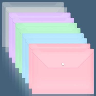 Imagem de BAYTORY Envelopes de plástico com fecho de pressão, envelope de poliéster transparente, pastas de arquivos para documentos, pasta de plástico tamanho carta A4 para material de escritório escolar (cor