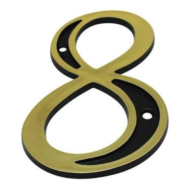 Imagem de Numero Residencial PVC Preto / Dourado N8 - Emave