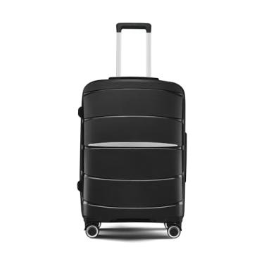 Imagem de Mala de viagem resistente Hardside, rodas giratórias silenciosas 360, trava expansível TSA bagagem de transporte/despachada, alça de alumínio, Preto, Carry-On 20-Inch, Bagagem expansível com rodas