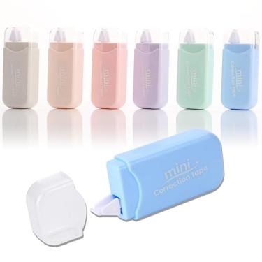 Imagem de Jovanssen White Out, pacote com 6 fitas brancas – fita de correção branca de 33 metros, mini fita corretiva, branco para escola e escritório. (Milkshake)