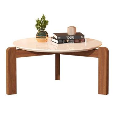 Imagem de  Mesa De Centro Para Sala Estar Redonda Madeira Orgânica Luxo - Moveis
