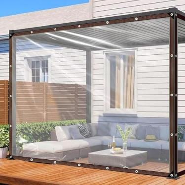 Imagem de Lona transparente - Lonas de plástico resistentes à prova d'água de 20 x 3 m com ilhós, lonas de vinil transparente para varandas ao ar livre, lona transparente para terraço, telhados, estufa, planta,