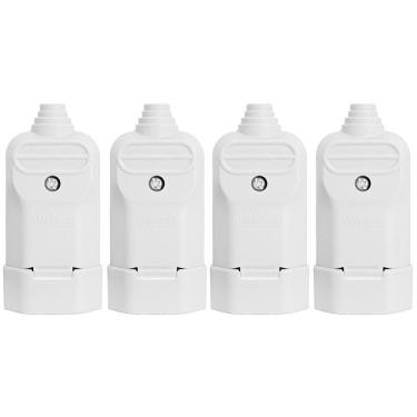 Imagem de 4 Tomada Plug Fêmea Prensa Cabo 3 Pinos Finos 10A Branca