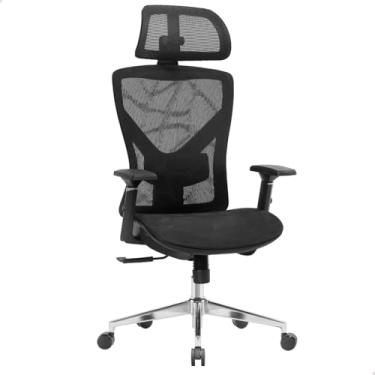 Imagem de Cadeira Giratória Presidente Ergonômica C1000 Best, Base Cromada, Ajuste Lombar, Apoio de Cabeça Ajustável, Suporta 150kg