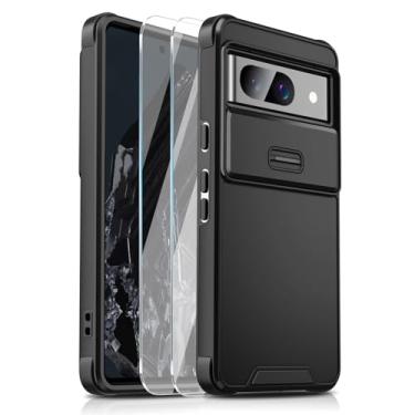 Imagem de Lokyoo Capa para Google Pixel 8A com capa deslizante para câmera + 2 pacotes de protetor de tela, 2 em 1 resistente, à prova de impacto, PC rígido + capa protetora de silicone macio para Pixel 8a