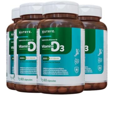 Imagem de Kit 4 Suplemento Vitamina D3 2000ui 60 Cápsulas Ultra Concentrado