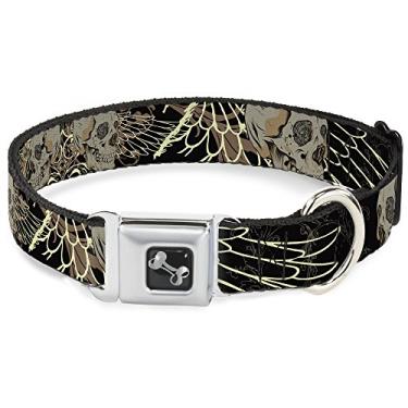 Imagem de Buckle-Down Coleira para cães com fivela de cinto de segurança - BD Die Hard Skull 5-2,5 cm de largura - Serve para pescoço de 28 a 43 cm - Médio