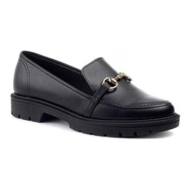 Imagem de Mocassim Beira Rio Loafer Conforto Tratorado Feminino Preto, 36