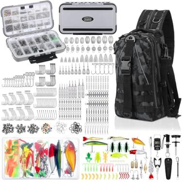 Imagem de WinnerWhy Kit de 484 ferramentas de pesca, kit de acessórios de pesca, inclui mochila de pesca, anzol, iscas de pesca, removedor de anzol, garra de lábio de peixe para homens e mulheres, presentes de