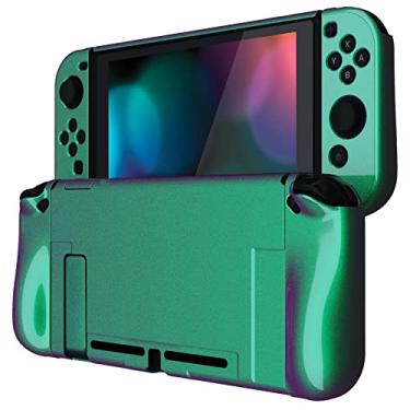 Imagem de PlayVital Ergonomic Grip Case for Nintendo Switch, Upgraded Protective Hard Case Protector for Switch - Shock-absorbent Anti-Scratch Dockable Durable Cover Game Accessories, Chameleon Green Purple