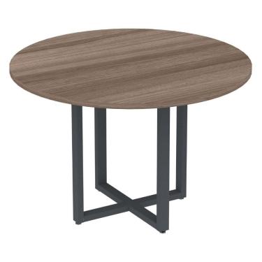 Imagem de Mesa De Reunião Redonda P25 Pandin 110 Cm (largura) Tampo Mdp Walnut Pé Aço Tubular Grafito