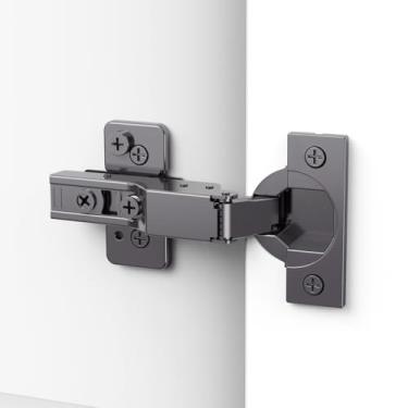 Imagem de Chibery Pacote com 10 dobradiças ocultas de meia sobreposição sem moldura, fechamento automático, ajuste 3D de ângulo aberto de 105°, parada de 85 e 105 graus, encaixe, aço inoxidável para porta de