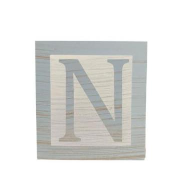 Imagem de Cubo Branco Letra Azul Bebê com Aplique Festa Chá de Bebê Decoração 8x