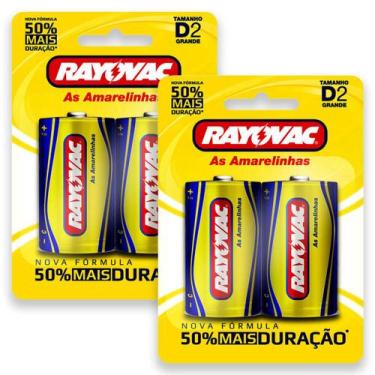 Imagem de 04 Pilhas D Grande Comum Zinco Carvão RAYOVAC 2 cartelas