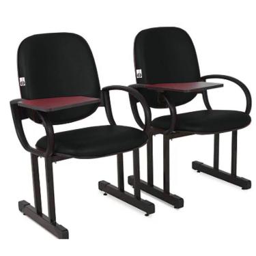 Imagem de 02 Cadeiras Escolar para Auditório e Escolas com Prancheta Linha Dallas Auditório Preto