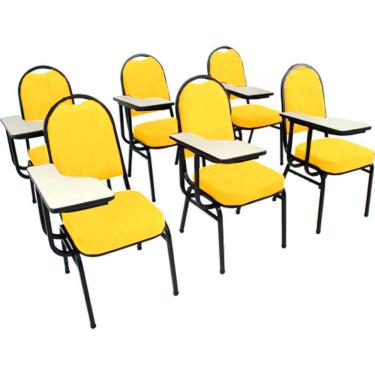 Imagem de Kit com 6 Cadeiras Universitária para Auditórios Linha Hotel Amarelo