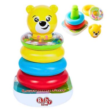 Imagem de Brinquedo Infantil de Empilhar Argolas Coloridas Urso - Castela