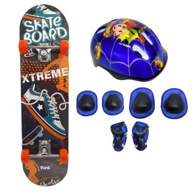 Imagem de Skate Infantil Radical Old Shoes 50 Kg + Kit Proteção