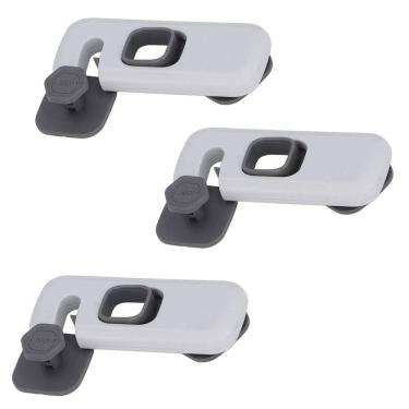 Imagem de Trava de Segurança Geladeira Armario Kit 3 unidades Protege Criança Bebe Infantil Gaveta Evita Acidente Fechadura Multiuso Resistente