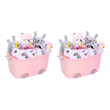 Imagem de 2 Organizador De Brinquedo Quarto Infantil Multiuso 30l Rosa