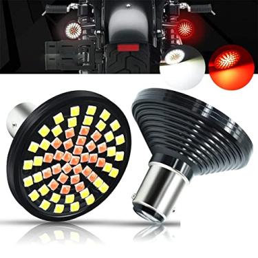 Imagem de YEORO Kit de lâmpada LED 5.1 cm 1157 - anel halo branco e vermelho de duas cores BAY15D para motocicleta, corrida, direção, seta, pisca-pisca (embalagem com 2).
