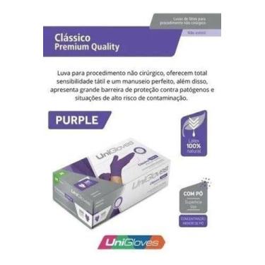 Imagem de Luva Latex Lilás Roxa Purple com pó Unigloves 100und - M