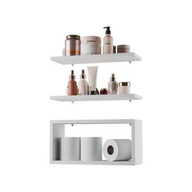 Imagem de Kit Prateleira Nicho Bruges para Banheiro Branco 40 x 12cm - Mercado d