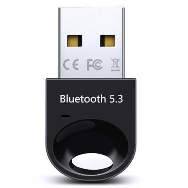 Imagem de Adaptador USB sem fio 5.3 para computadores de mesa, mini receptor e transmissor sem fio True Plug and Play para laptops, fones de ouvido, teclados, mouse, alto-falantes, Windows 11/10/8.1 (preto)