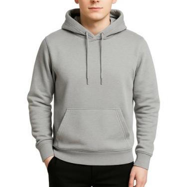 Imagem de Moletom Masculino Com Capuz Blusa De Frio Canguru Grosso - Hs, Cinza c