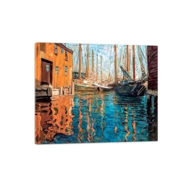 Imagem de Reprodução de pintura famosa arte de parede em tela para sala de estar - imagem de arte clássica - cais antigos - impressão em tela - pronta para pendurar tela embrulhada 30 x 35 cm 12 x 13 polegadas