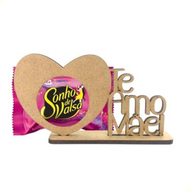 Imagem de Kit 30 Lembrancinhas Porta Bombom Coração Te Amo Mãe Mdf