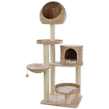 Imagem de BAoce Poste arranhador de árvore de gato torre de gato poste de escalada escada pular rede de dormir animal de estimação gatinho brinquedo brinquedo suporte de chão LPZ24815