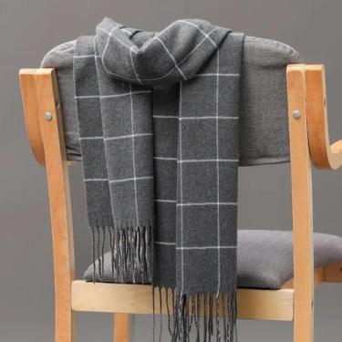 Imagem de Lenço De Caxemira De Inverno Masculino Quente Casual Moda Pashmina Xal