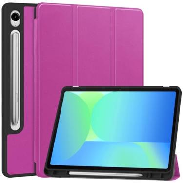Imagem de Compatível com Samsung Galaxy Tab S10 FE/ S9 FE 10,9 polegadas, capa protetora fina para tablet, despertador automático, capa protetora de TPU macio, capa inteligente com suporte para lápis(Purple)