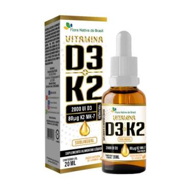 Imagem de Vitamina D3 2000ui + Vitamina K2 Gotas 20ml Flora Nativa Sabor Laranja