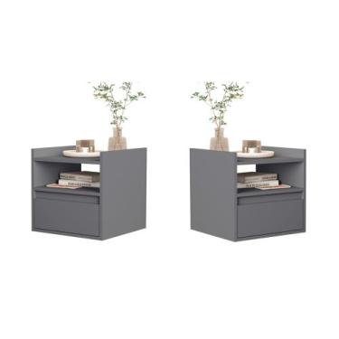 Imagem de Kit 2 Mesas de Cabeceira Suspensa com Porta Medina - Cores - Comprar M