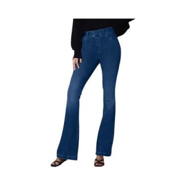Imagem de Calça Jeans Feminina Slim - Lavagem Escura, Cintura Alta e Algodão, BR