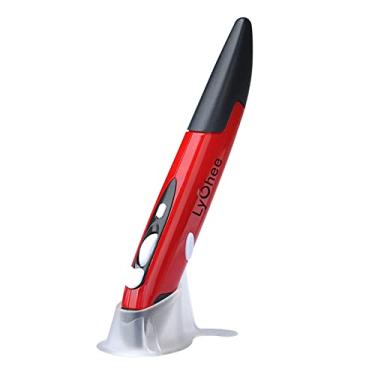 Imagem de lychee Mouse óptico sem fio com caneta de bolso, mouse óptico sem fio USB de 2,4 GHZ 800/1200/1600 DPI ajustável, mini mouse de escrita à mão para PC, laptop, laptop, computador, Mac (vermelho)