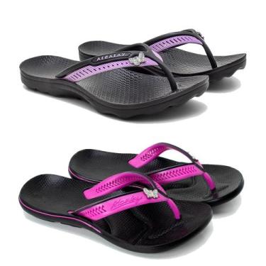 Imagem de Kit chinelo feminino ortopédico para esporão calcâneo - Alcalay, Roxo,