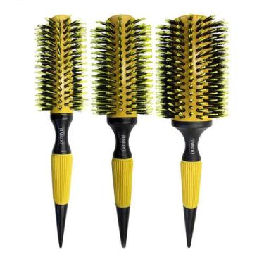 Imagem de 3 Escova De Cabelo Redonda Cerdas Duplas Profissional Grande - Hairdo