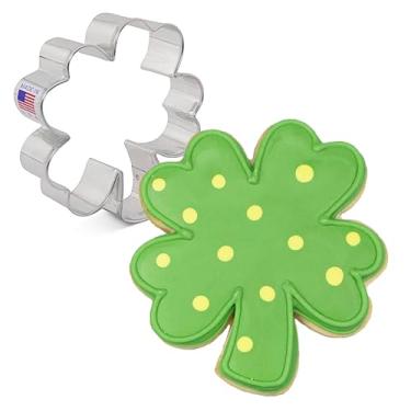 Imagem de St. Patrick's Day Four Leaf Clover Cookie Cutter - 9.5cm - Ann Clark - US Tin Plated Steel