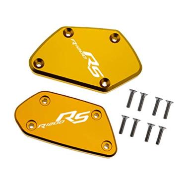 Imagem de Acc-Creativity Tampa do reservatório de fluido de freio dianteiro de alumínio para motocicleta Tampa do reservatório do cilindro mestre compatível com BMW R1200RS 14-19 (dourado)