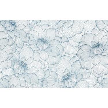 Imagem de PODUFF Papel de parede floral azul descasque e cole papel de parede moderno papel de parede autoadesivo maximalista vinil papel de parede para decoração de casa, 45 cm x 599 cm