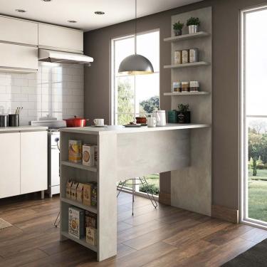 Imagem de Bancada Mesa Gourmet Para Cozinh e Painel Suprema Concreto