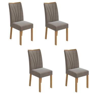 Imagem de Conjunto 4 Cadeiras Estofadas Apogeu Móveis Lopas Amêndoa Clean/Suede Animale Bege