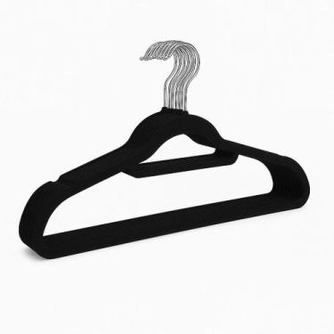 Imagem de Kit 10 Cabides Adulto Veludo Antideslizante Slim Organizador Guarda Ro
