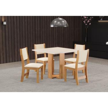 Imagem de Conjunto Sala De Jantar Jady Mesa Quadrada Com 4 Cadeiras Sol Mel/Blonde/Bege